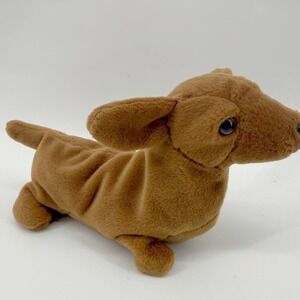 Ty Beanie Babies Dachshund Dog Plush Brown "Slinky" 7 Inch